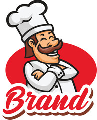 Vector illustration of chef mascot logo with premium quality stock