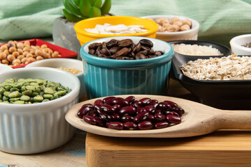 variety of legume seeds in bowls