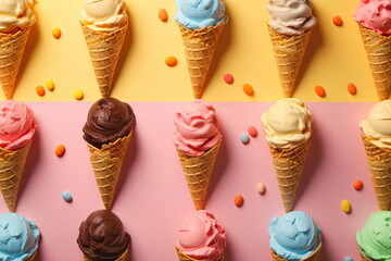 ice cream on color background