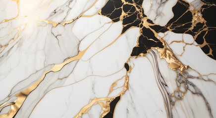 White marble stone texture with golden veins