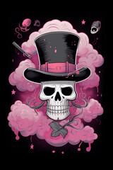 A Pink Skeleton's Whimsical Adventure. Generative ai.