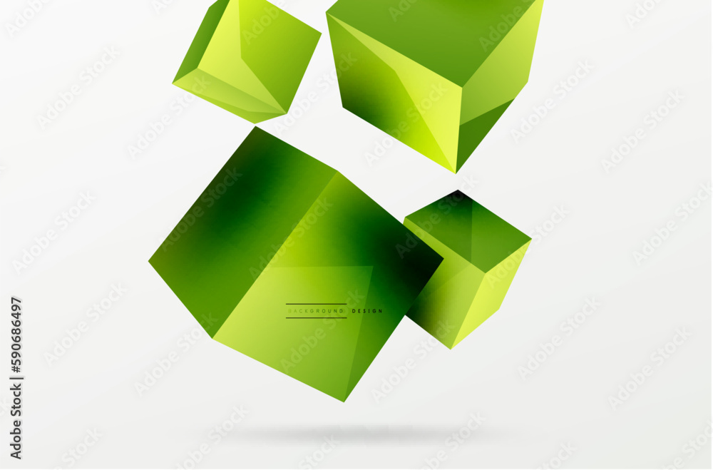 Poster 3d cubes vector abstract background. composition of 3d square shaped basic geometric elements. trend