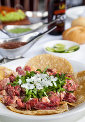 Mexican Tacos with cilantro and onion