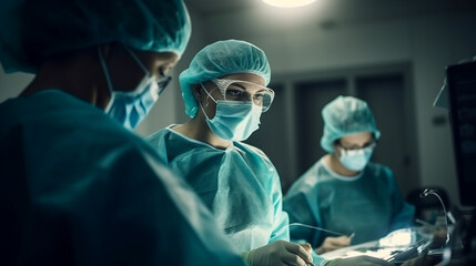 doctor Team surgeon at work in operating room. - obrazy, fototapety, plakaty