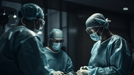 doctor Team surgeon at work in operating room. - obrazy, fototapety, plakaty