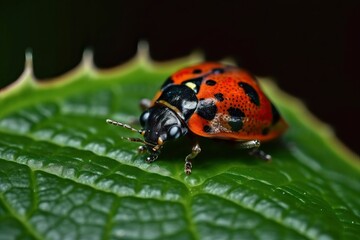 Naklejka premium ladybug on leaf