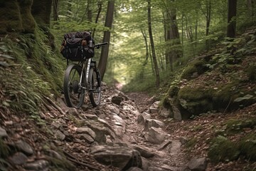 Mountain biking trail ride on a high-end bike (Ai generated)