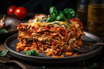 Lasagna with Homemade Layers - Comfort Food on a Plate (Ai generated)