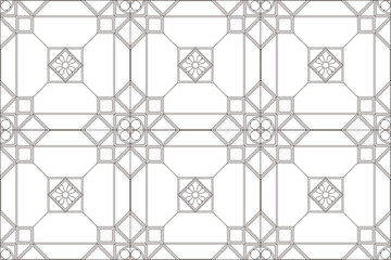 マジョリカタイル1 シームレスパターン 線画
