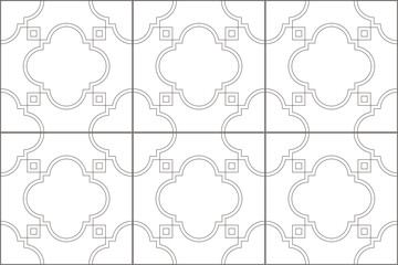 マジョリカタイル5 シームレスパターン 線画
