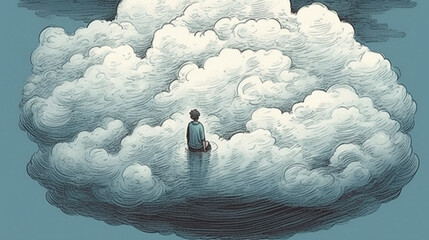 on the cloud. Thought-provoking illustrations