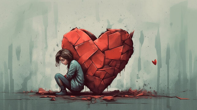 broken heart concept. Thought-provoking