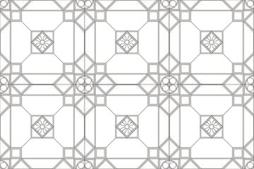 マジョリカタイル1 シームレスパターン 線画
