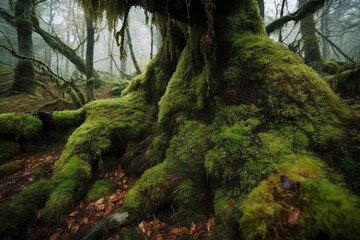Tropical green plants under the rays of the morning (Ai generated)
