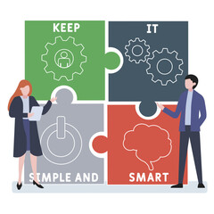 KISS - Keep It Simple and Smart acronym, medical concept background. vector illustration concept with keywords and icons. lettering illustration with icons for web banner, flyer, landing page