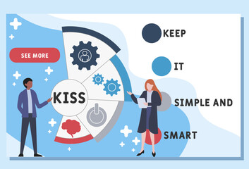 KISS - Keep It Simple and Smart acronym, medical concept background. vector illustration concept with keywords and icons. lettering illustration with icons for web banner, flyer, landing page