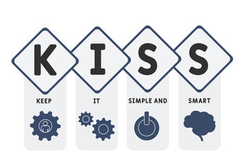 KISS - Keep It Simple and Smart acronym, medical concept background. vector illustration concept with keywords and icons. lettering illustration with icons for web banner, flyer, landing page