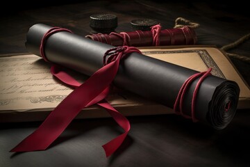 Celebrating Graduation with Rolled-Up Diploma (Ai generated)