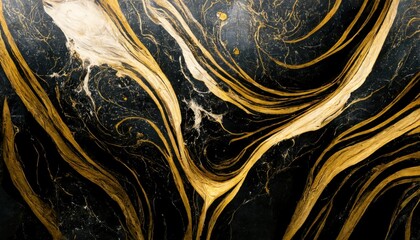 Obraz na płótnie Canvas Gray marble white, gold, yellow and red pattern ink acrylic painted waves texture background for wallpaper Generative AI