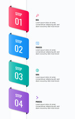 4 editable infographic steps. 4 steps in vertical layout. Simple, colorful, and clean modern design.	
