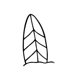 doodle surfboard illustration in vector. surfboard icon. vector illustration on white bacground