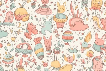 Tuinposter Background full of cute pictures for kids, wallpaper, Generative AI © 지선 이