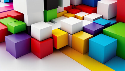 White Background with Color Blocks, color blocks. Generative AI