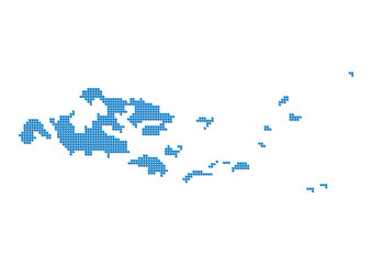 Naklejka premium An abstract representation of Åland Islands, vector Åland Islands map made using a mosaic of blue dots with shadows. Illlustration suitable for digital editing and large size prints. 