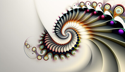 White Background with Colorful Fractal Patterns, fractal, colorful, patterns. Generative AI