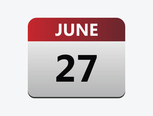 June 27th calendar icon vector. Concept of schedule. business and tasks. vector illustrator.