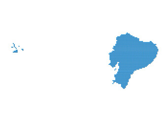 An abstract representation of Ecuador, vector Ecuador map made using a mosaic of blue dots with shadows. Illlustration suitable for digital editing and large size prints. 