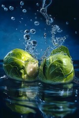 Fototapeta na wymiar Brussel sprouts in water