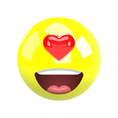 Happy emoji face cyclops heart eye object on white background vector