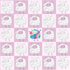 Patrón de obejas con un a obeja lgbt de color en el medio