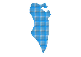 An abstract representation of Bahrain, vector Bahrain map made using a mosaic of blue dots with shadows. Illlustration suitable for digital editing and large size prints. 