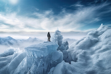 man on ice mountain