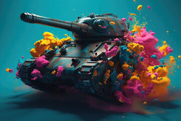 The End of the Line:  A Colorful Illustration of A Sunken Tank. Generative ai.