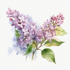 free lilas water color, pastel ,white background , generat ai