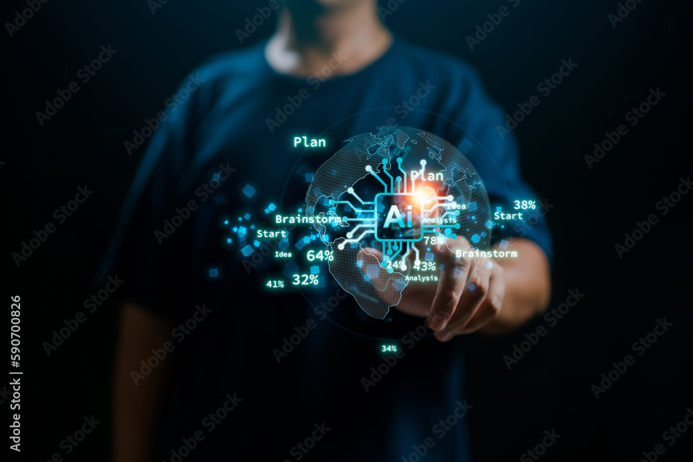 Poster the concept of technology ai to assist with work, ai learning, and artificial intelligence. this app