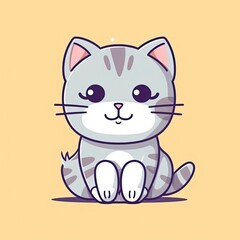 Cute cat sitting cartoon icon illustration. animal nature icon concept isolated. flat cartoon style, generat aI