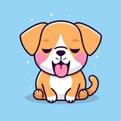 Cute dog sticking her tongue out cartoon icon illustration, generat ai