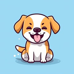 Fototapeta na wymiar Cute dog sticking her tongue out cartoon icon illustration, generat ai