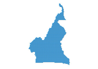 An abstract representation of Cameroon, vector Cameroon map made using a mosaic of blue dots with shadows. Illlustration suitable for digital editing and large size prints. 