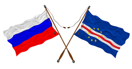 National flag of Cape Verde and Russia. Background for designers