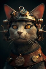 steampunk cat, octane render, hyper realistic, generat ai