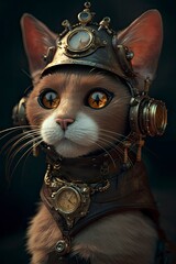 steampunk cat, octane render, hyper realistic, generat ai