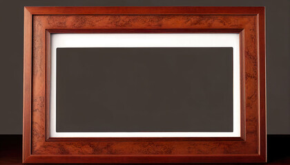 Mahogany picture frame. Picture frame dark red black brown. AI Generated.