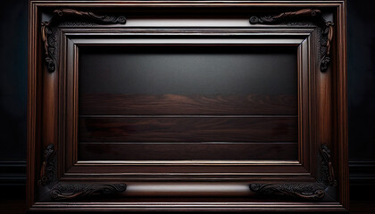 Mahogany picture frame. Picture frame dark red black brown. AI Generated.