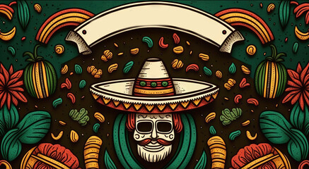 Cinco de mayo holiday background with copy space for text generative ai