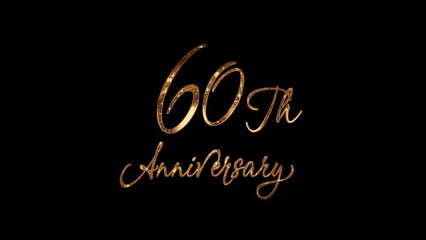 Congratulations on the 60th anniversary in gold color. Great for anniversary Celebrations Around the World. 4k video greeting card. Transparent Background. - Powered by Adobe